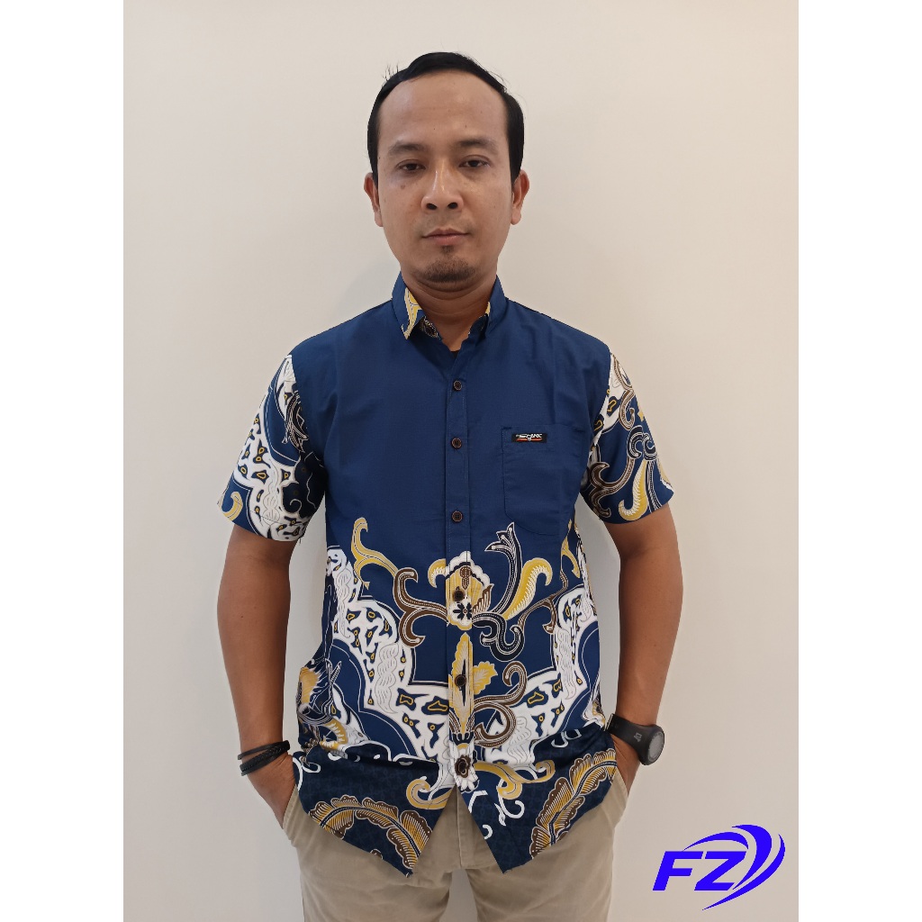 FZ Kemeja Batik Lengan Pendek Pria Dewasa Slimfit Katun Premium