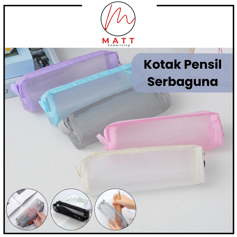 

MATT Kotak Pensil Nylon Transparan / Tempat Stationery Jaring Resleting Estetik Banyak Warna / Tempat Pena Pensil Korea Pouch Serbaguna / Pouch Stationery Simple Lucu / Tas Kosmestik / Tas Penyimpanan