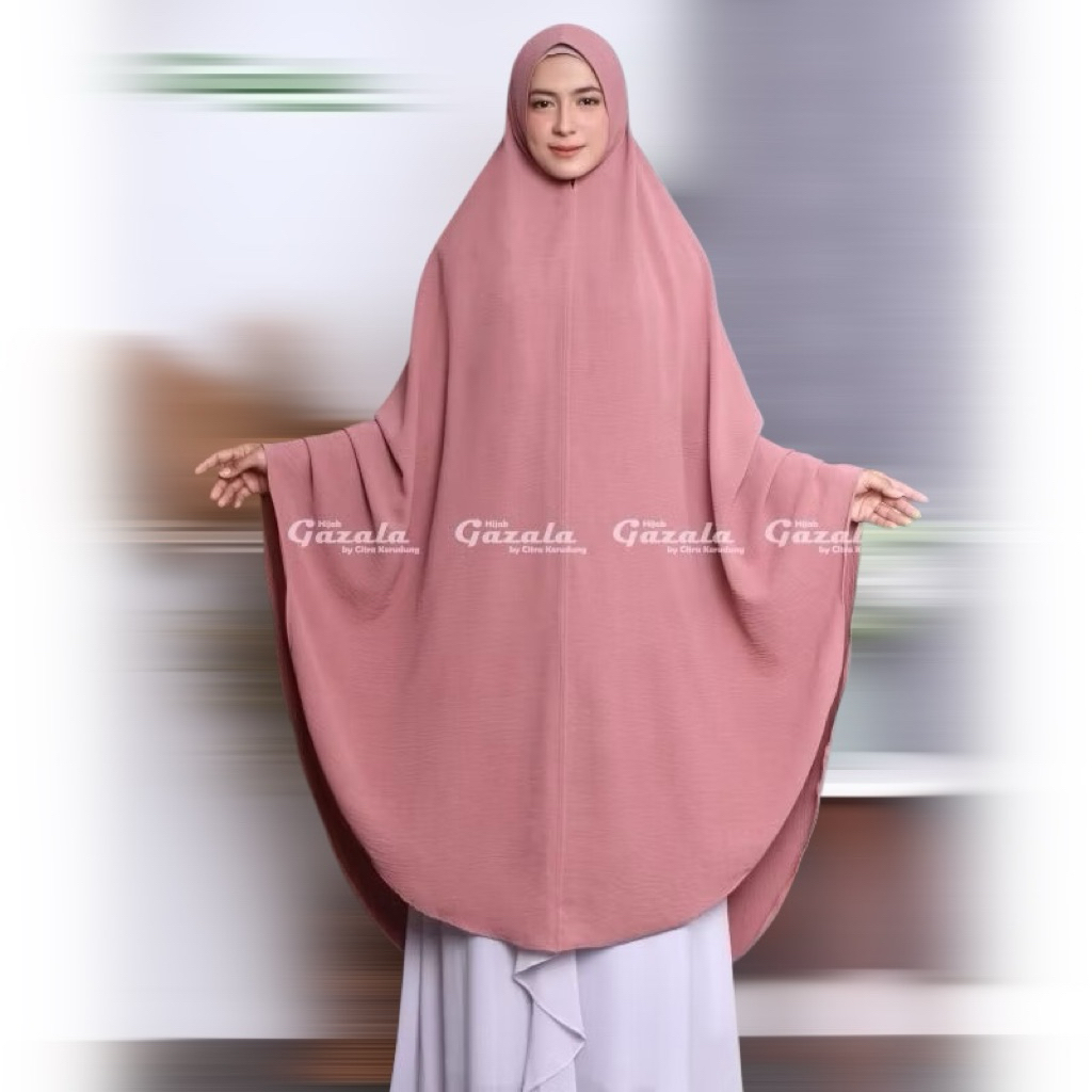 Khimar Syari Instan Bergo Crinkle JUMBO OVAL Softpad Antem / Nonpad / Tali Crinkle Airflow Premium
