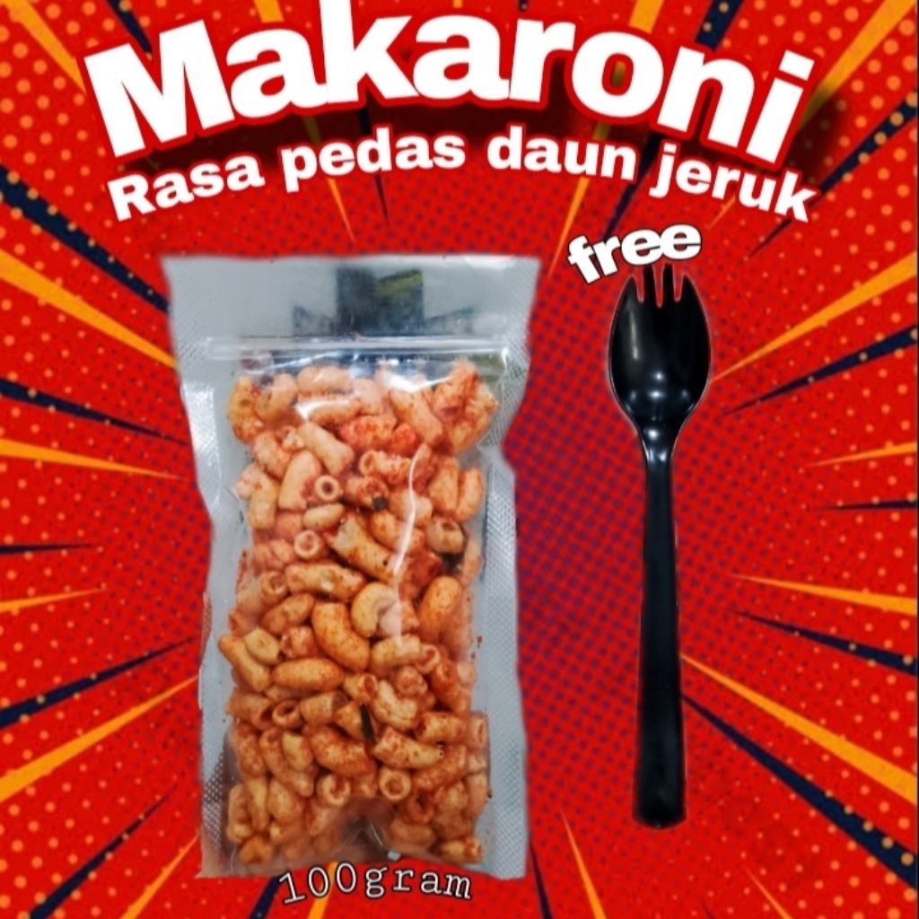 

100 GRAM MAKARONI PEDAS DAUN JERUK RENYAH GURIH NAGIH FREE 1 SENDOK