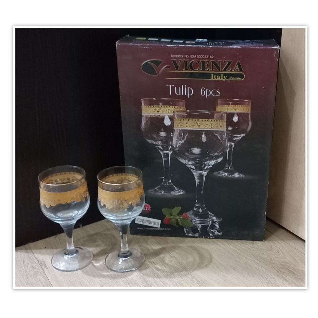 Tulip Vicenza Gelas Wine Set 6 pcs Gelas Kaki Kaca
