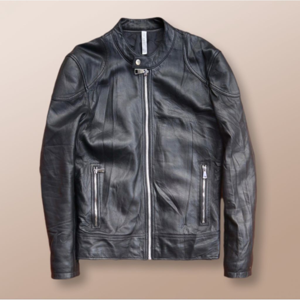 Jaket kulit asli domba super premium single rider caferacer biker zara man lamb skin genuine leather