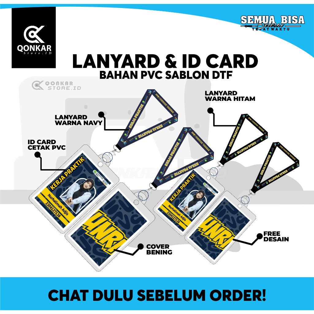 ID Card & Lanyard Custom | Cetak ID Card PVC + Lanyard Sablon Nama Logo Perusahaan