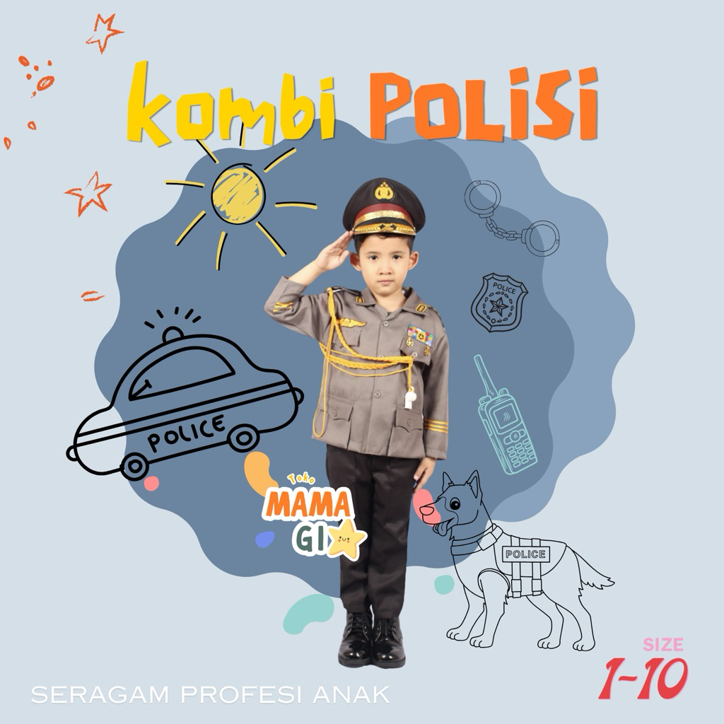 Baju Kostum Seragam Profesi Anak Polisi (Kijang)