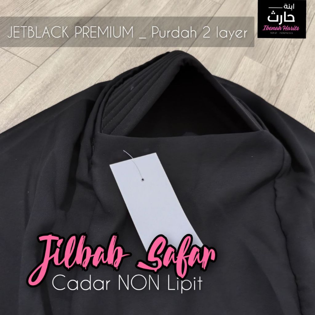 [ BISA COD ] Jilbab Safar JETBLACK PREMIUM Cadar NON Lipit Siffon Silky