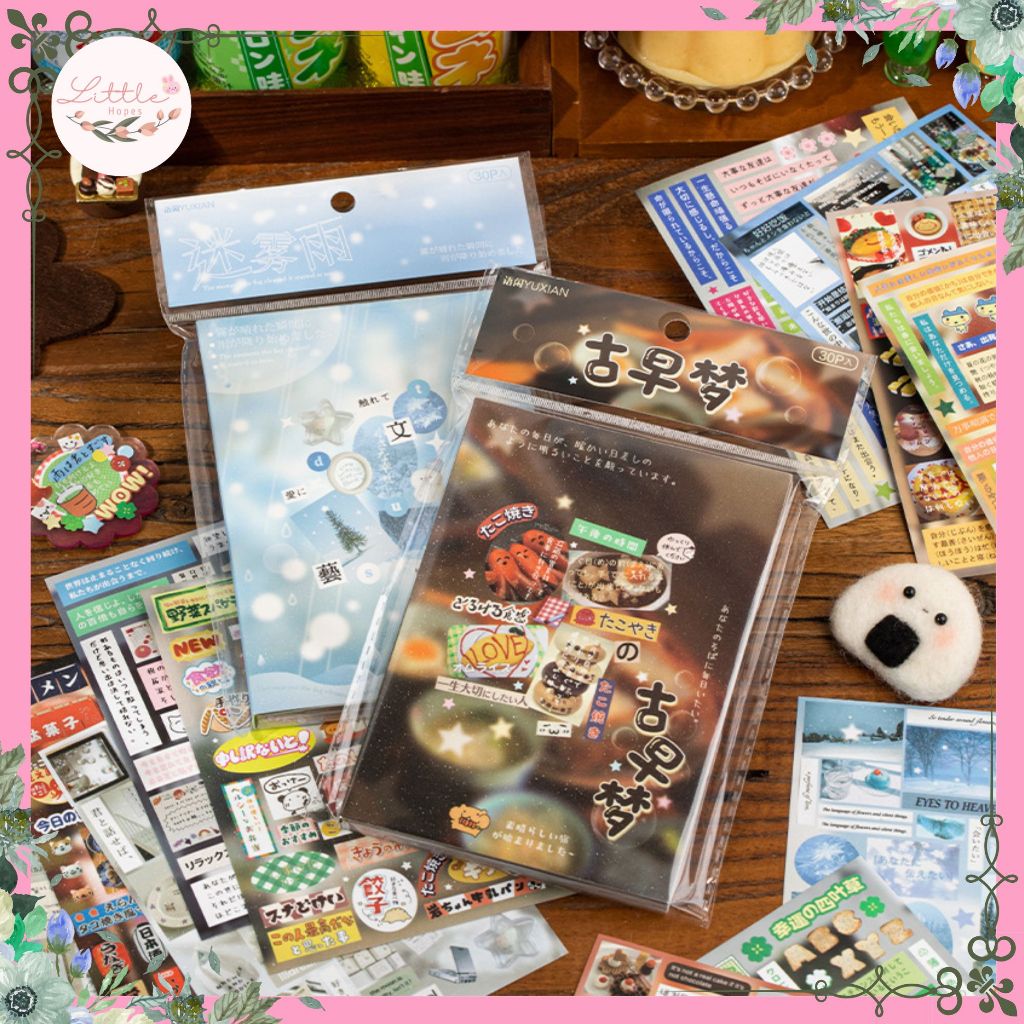 

Sticker Book Japanese Misty Rain Series Heisei Retro Juminocore Vibes Scrapbook Kawaii DIY Cute