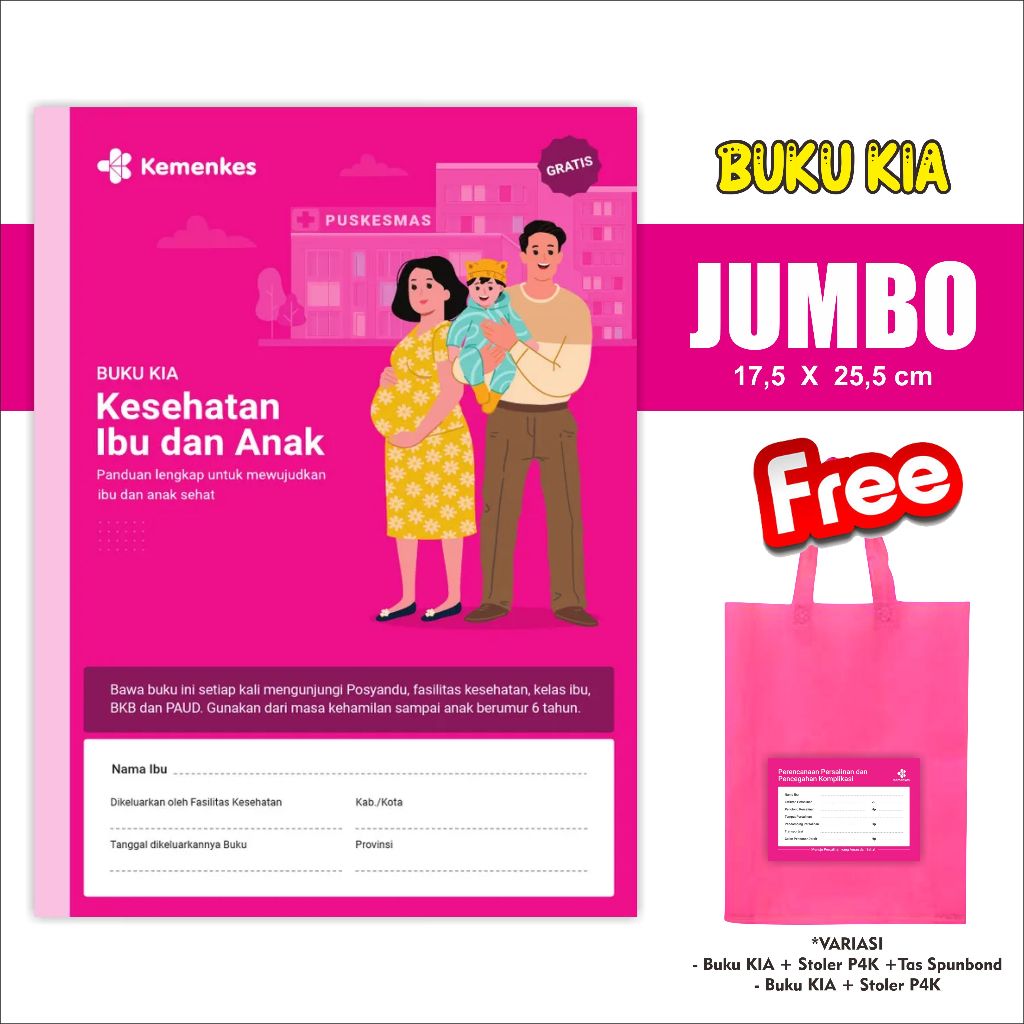 

Buku KIA 2025 JUMBO, buku Kesehatan Ibu dan anak, Buku Pink, buku kesehatan