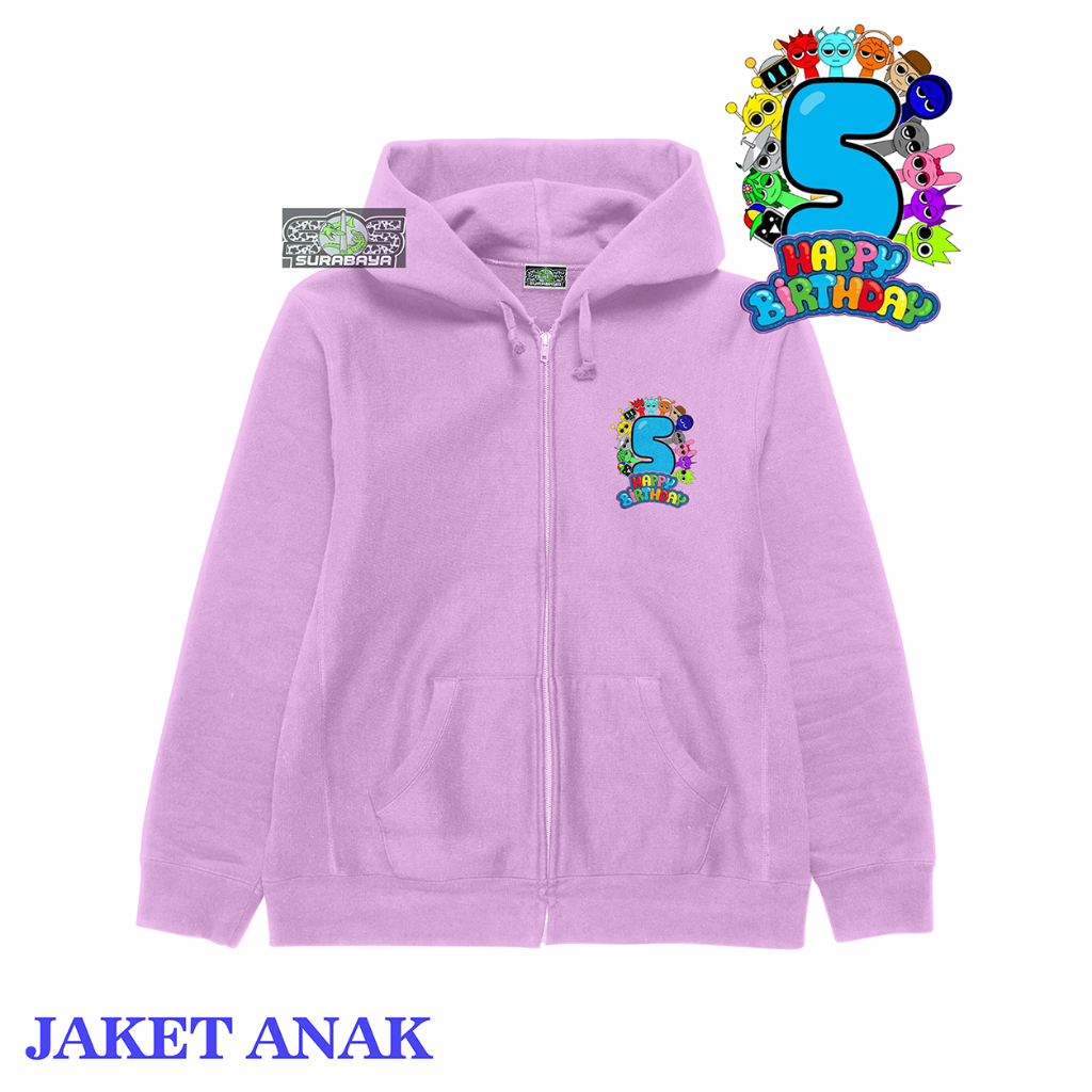 COD Jaket Anak Cowok Cewek MOTIF HBD UMUR 5 TAHUN  Usia 3 Sampai 12 Tahun Premium Quality