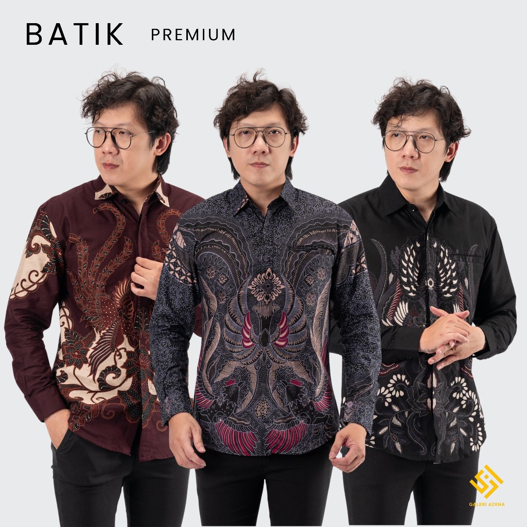 Baju Batik Pria Kemeja Lengan Panjang Modern Katun Premium Import Adem Adiel Afa Afzal