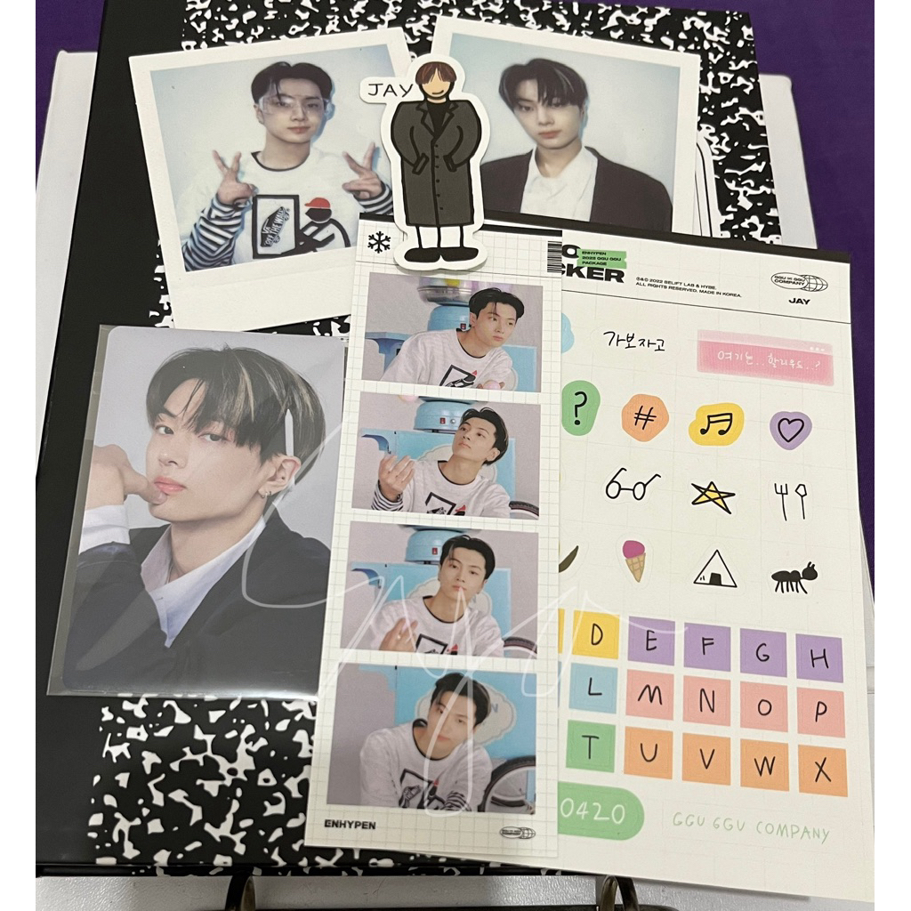 enhypen jay ggu ggu package 2022 photocard polaroid sticker set official