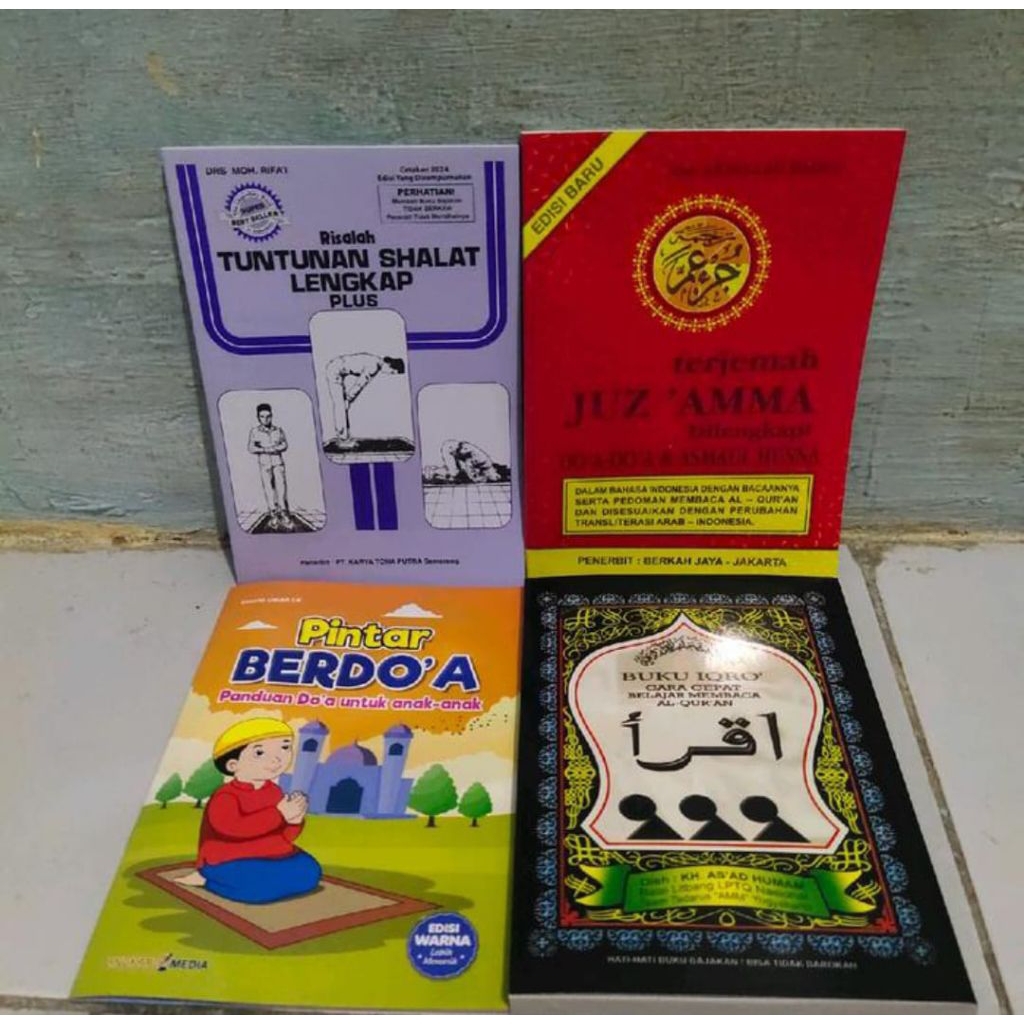Paket 4 IQRO Hitam, Juz Amma, Do'a Anak, Tuntunan shalat lengkap Ukuran besar
