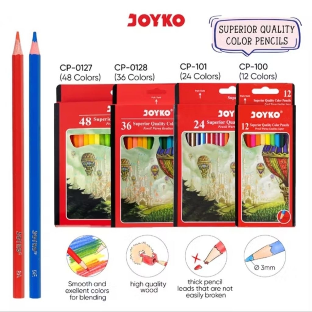 

Pensil Warna Joyko Superior Quality Color Pencils 12 Warna