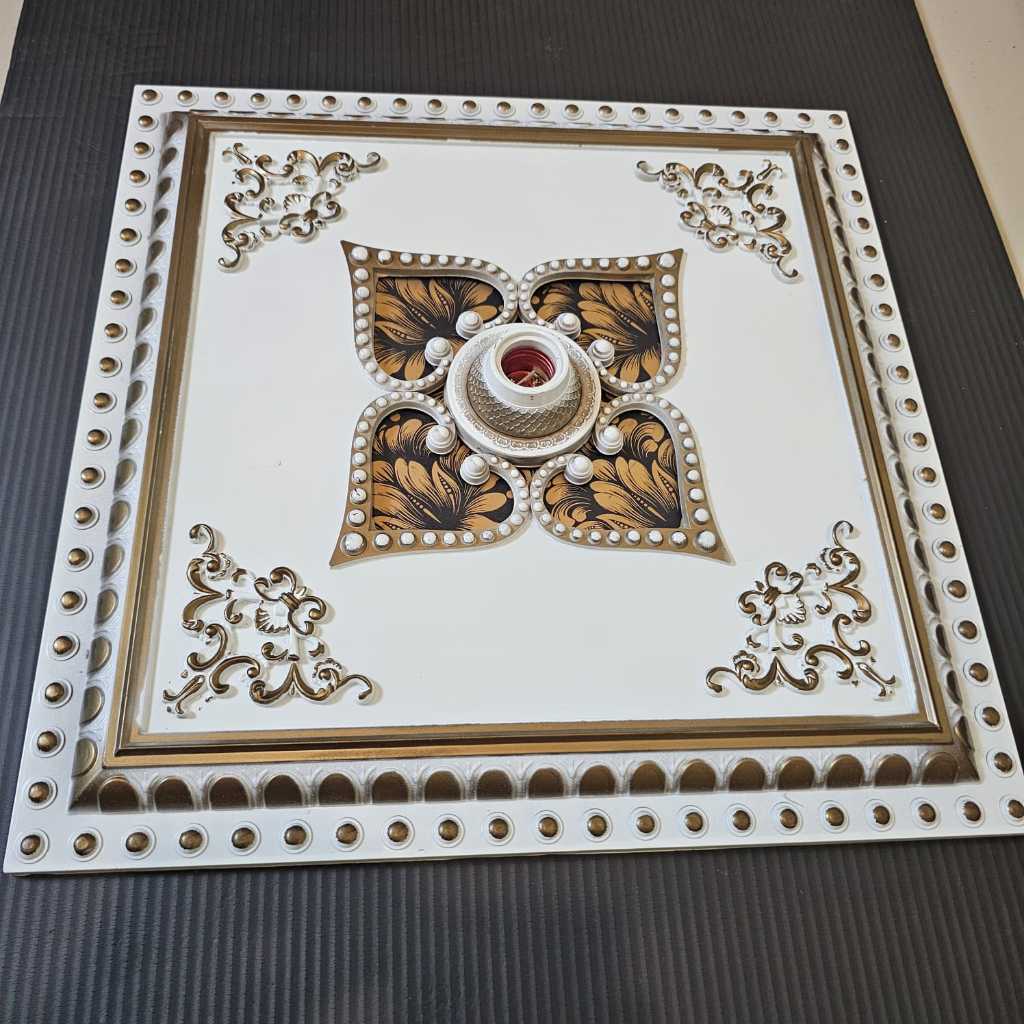 Fiting Hias Besar Ornamen Lampu Plafon PVC Gypsum 45 cm / Fitting Lampu Plafon.