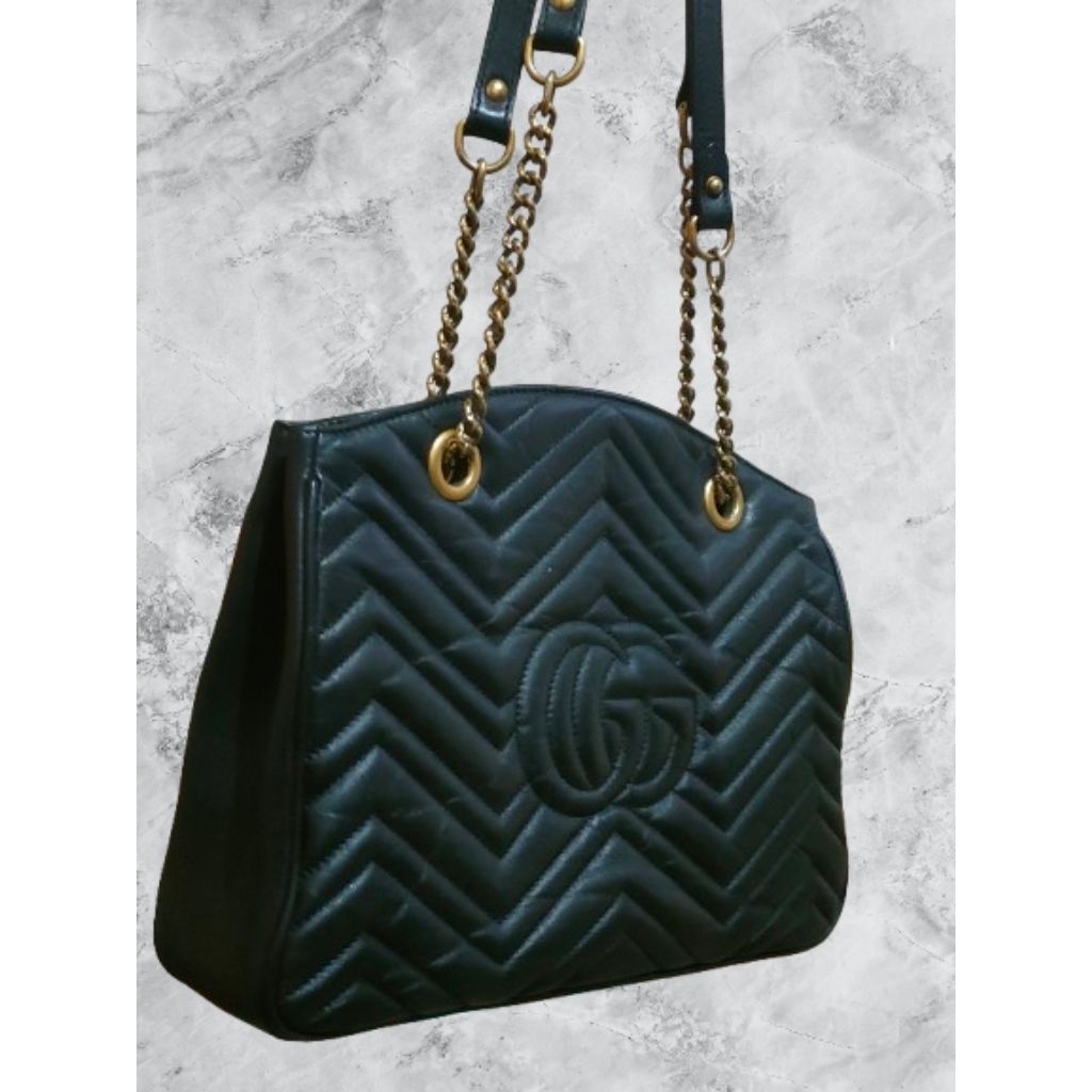 PL tas selempang wanita, bahan kulit lembut, ..GG Marmont Matelasse