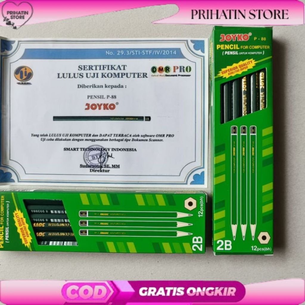 

PROMO Pensil JOYKO 2B Komputer P-88 HIJAU 1 Pack Isi 12 Pcs ORIGINAL