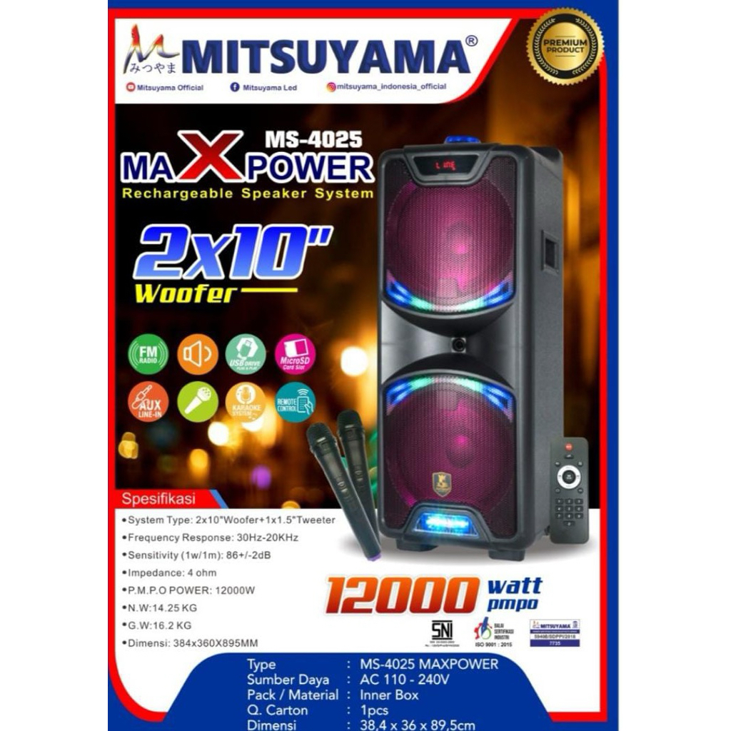 MS-4025 MAX POWER Series Double 10″ Speaker