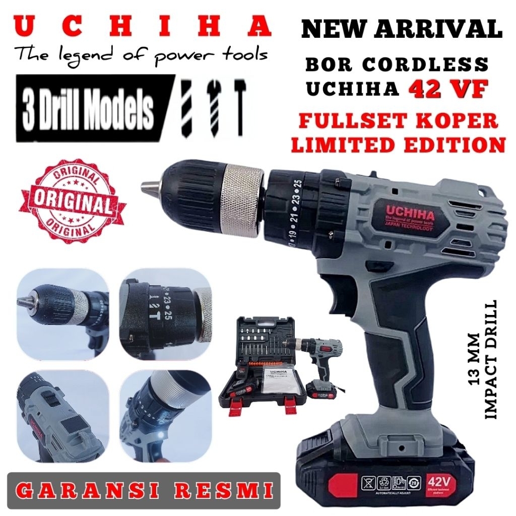 BOR BATERAI 42 Vf KING BOR CORDLESS BOR IMPACT DRILL FULLSET LENGKAP KOPER