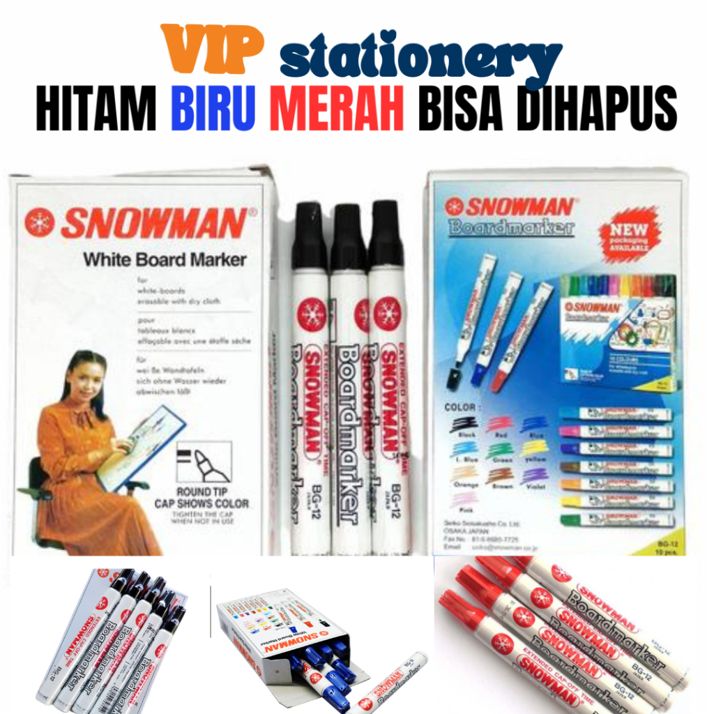

SNOWMAN WHITEBOARD MARKER 1 PCS / SPIDOL SNOWMAN BISA DIHAPUS BG-12 / SPIDOL PAPAN TULIS SNOWMAN / SPIDOL SNOWMAN WHITEBOARD