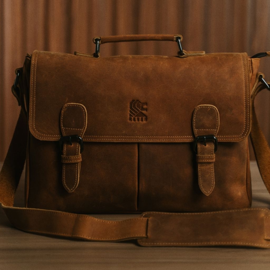 Tas Selempang Laptop Kerja Pria 13-15 Inch Kulit Sapi Asli Premium 100% Original Branded Asgard Bag