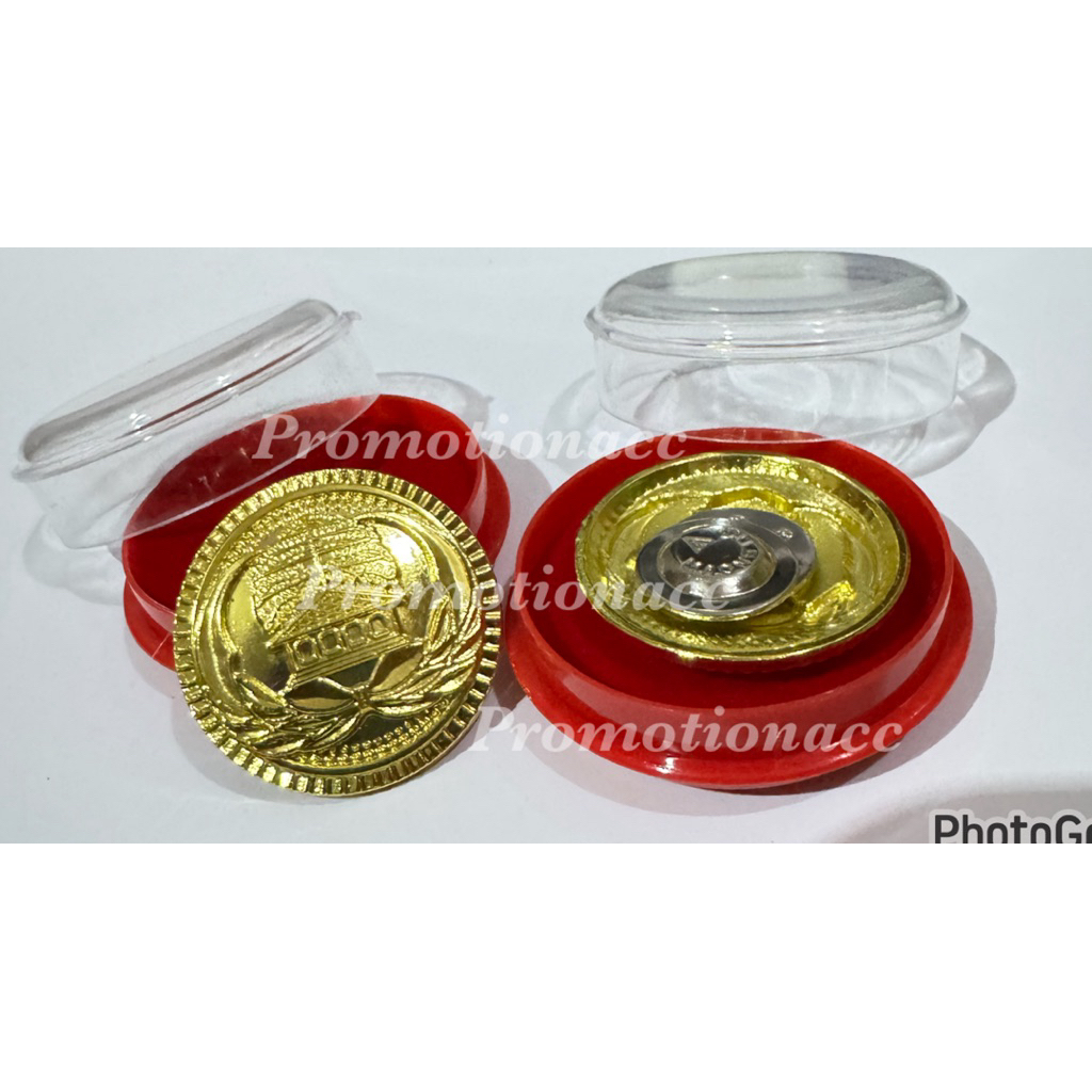 Pin KORPRI Tumpuk Bulat Gerigi 3,5cm Magnet / Pin Korpri ASN P3K Logam Sepuh Emas PREMIUM Plus Box