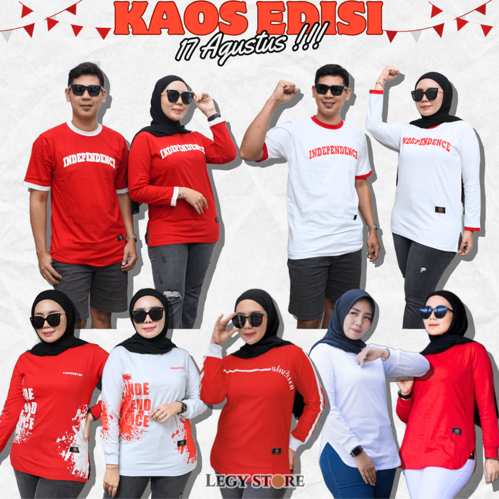 Kaos Agustusan Terbaru Katun Combed | Baju Merah Putih Agustusan | Atasan Couple Agustusan