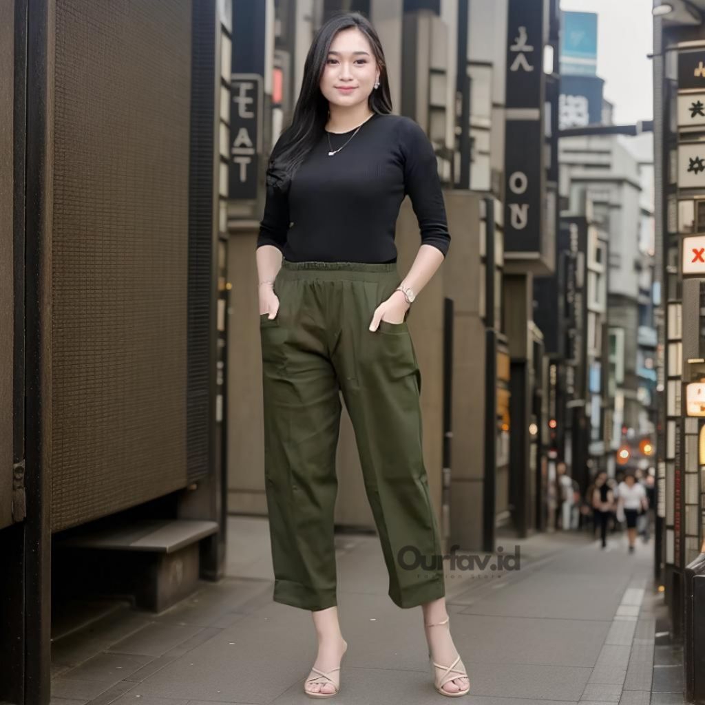 Willow pants celana korea 7/9 sasha kulot stretch katun twill premium L XL XXL XXXL