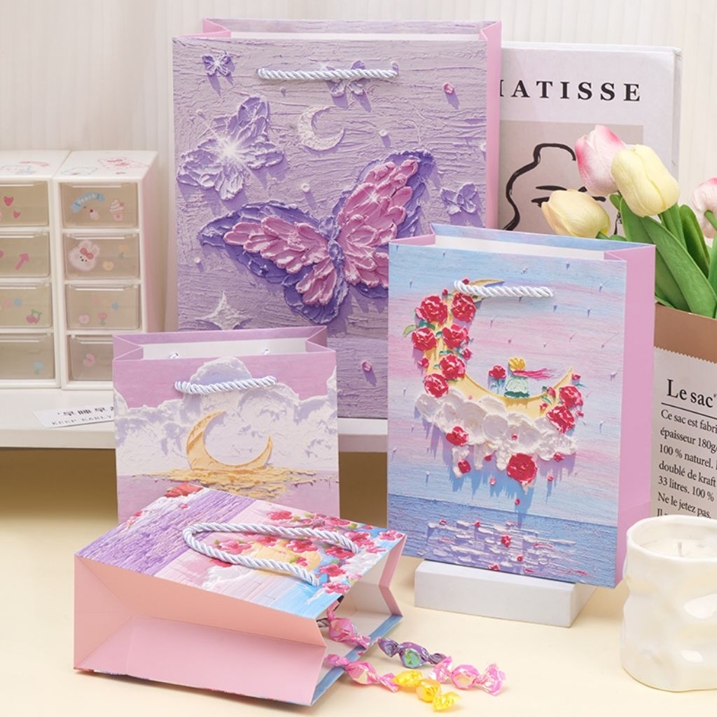 

HAPPY HAND BAG PAPER BAG OIL PASTEL TAS SOUVENIR ULTAH HAMPERS BIRTHDAY