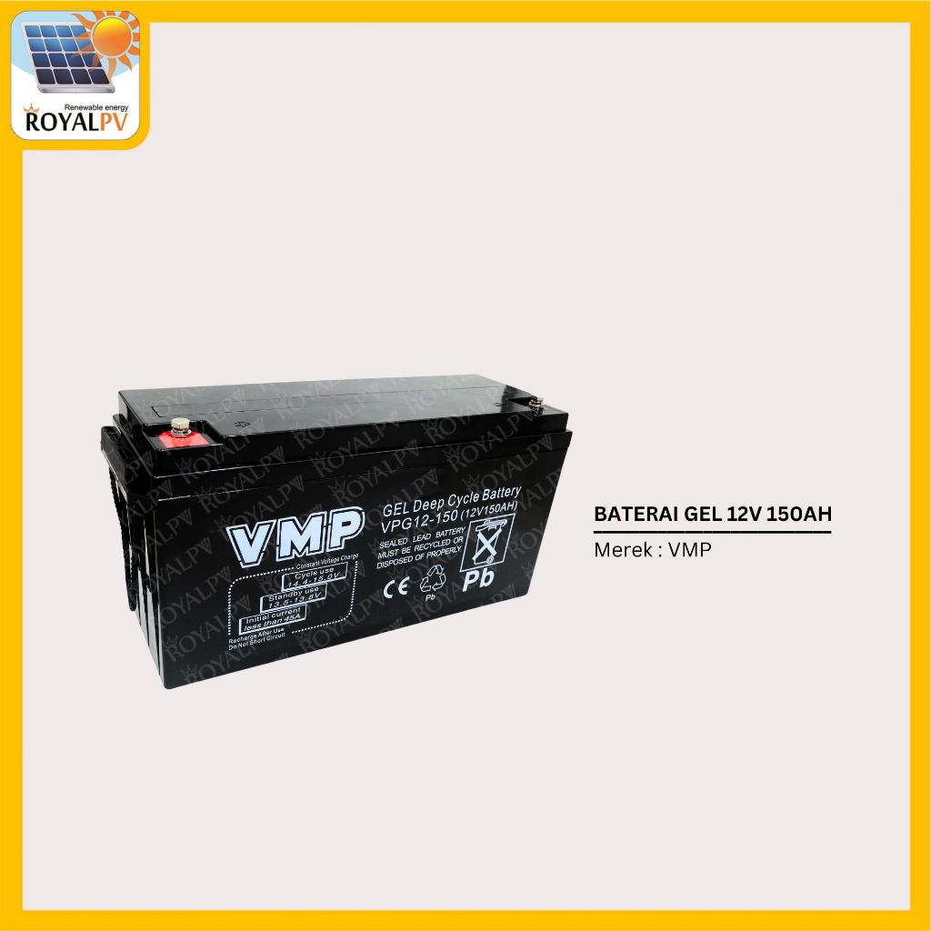 Baterai ups vmp 12v 150ah gel, battery ups gel 12v 150ah, aki ups 12v 150ah