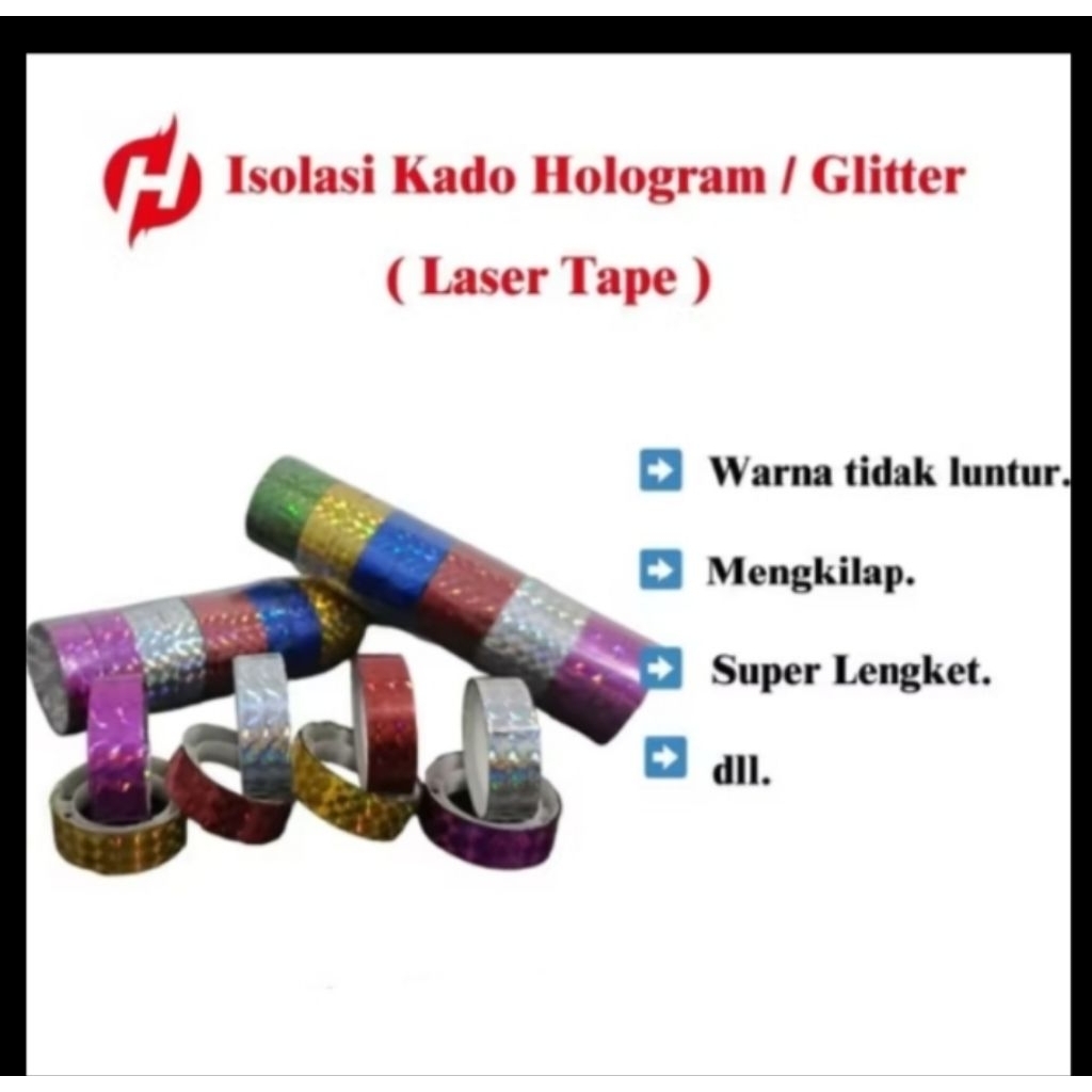 

Isolasi atk stationary laser tape 14mm*2m harga Per slop isi 10pcs_______090