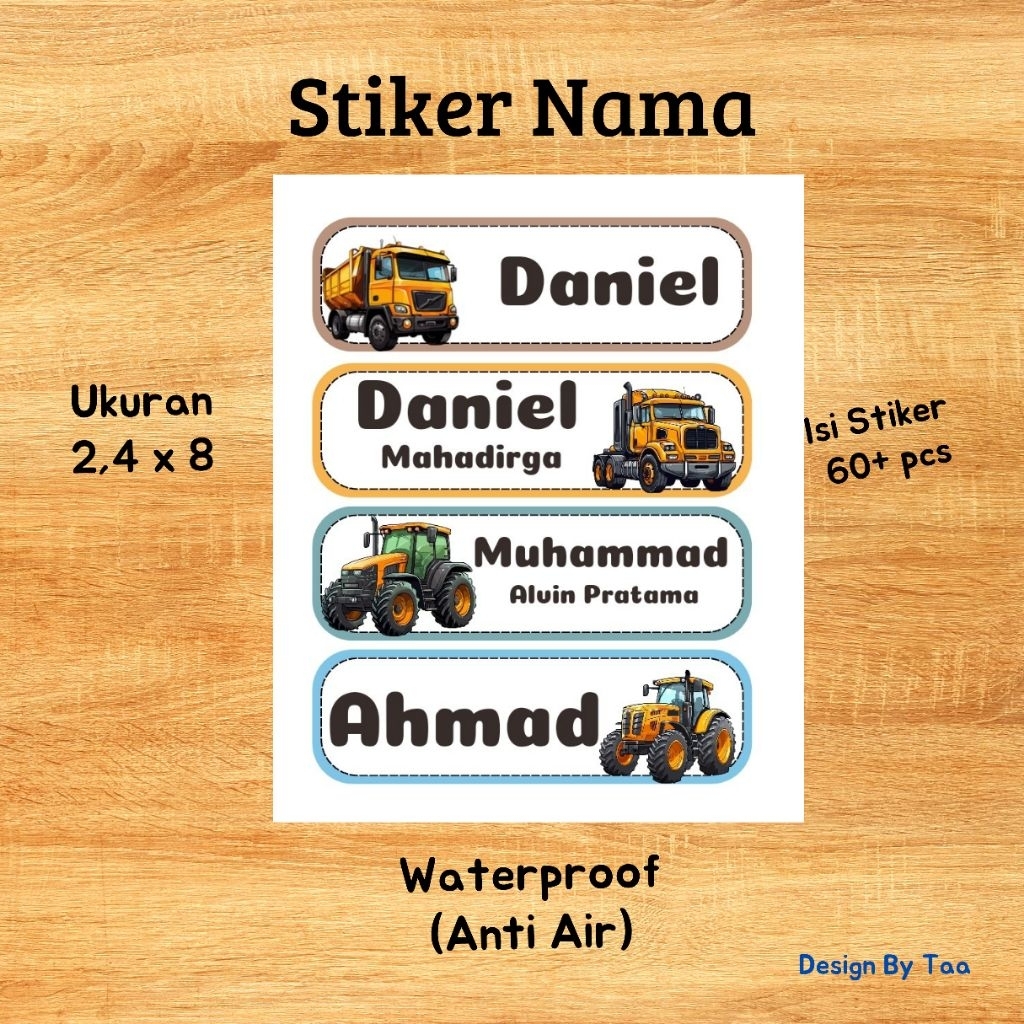 

Stiker Nama Waterproof / Stiker Nama Anti Air (Isi 60+)