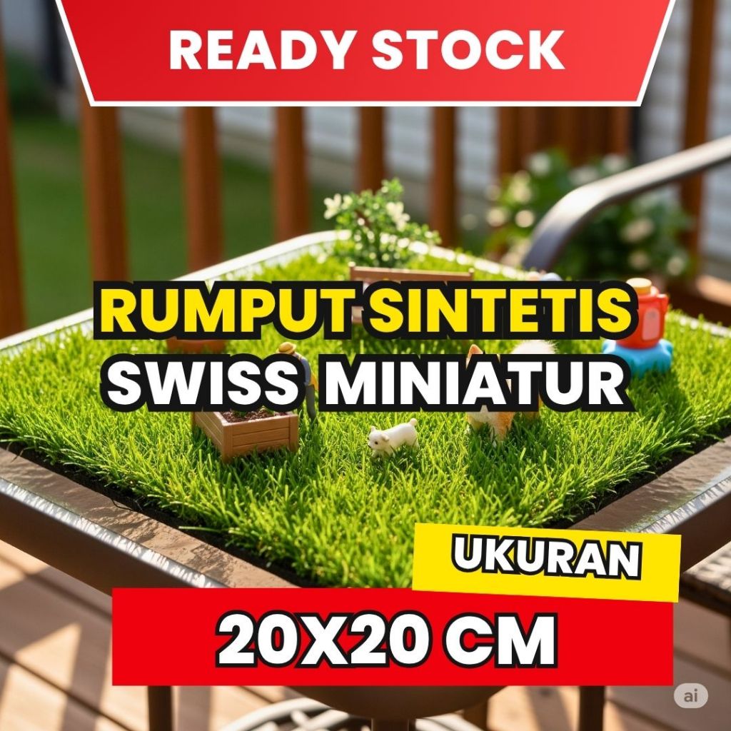 Rumput Sintetis Swiss 3cm Ukuran 20x20cm-Yang Terbaik Untuk Miniatur, Tahan Air & Cuaca Dari RDA off
