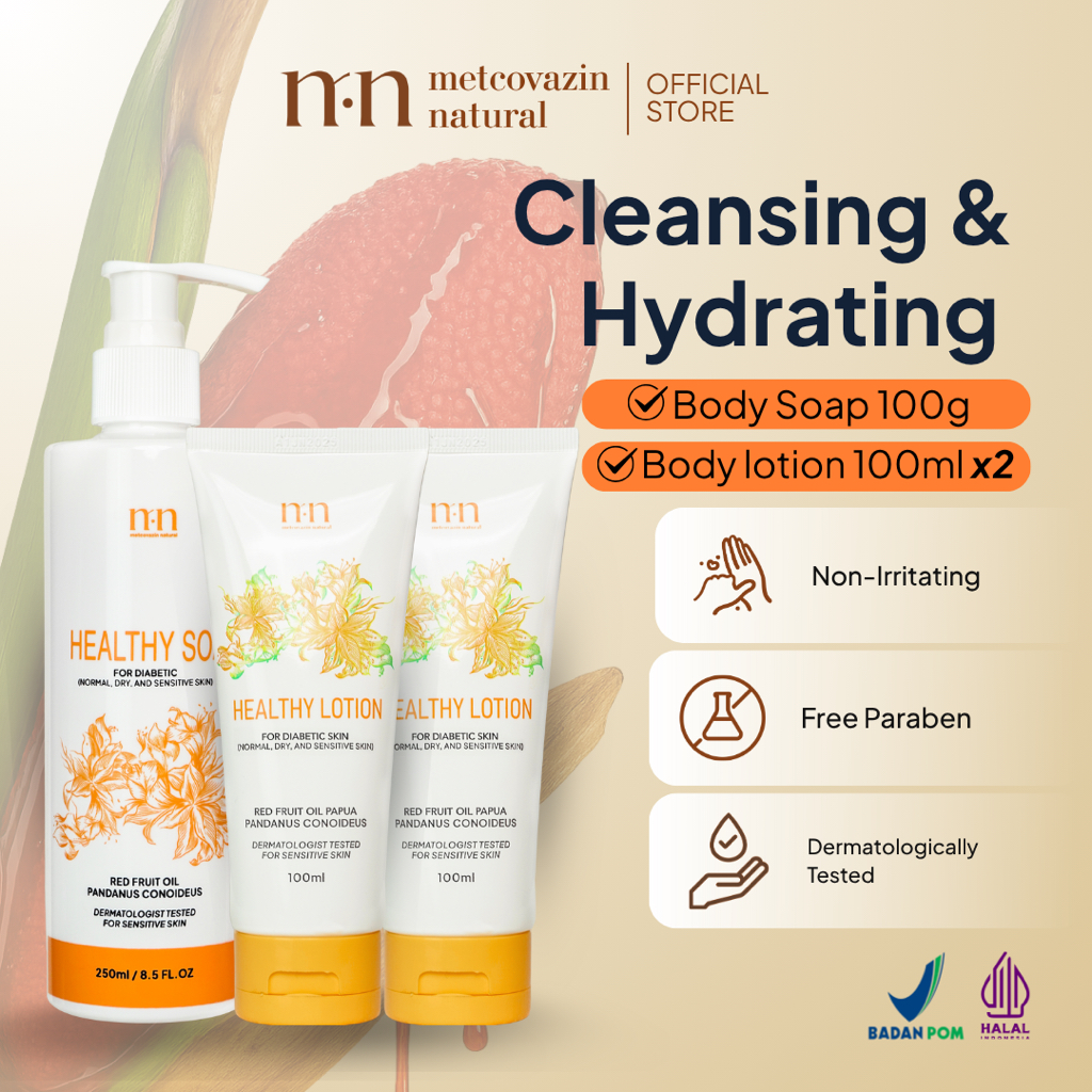 Metcovazin Natural - Cleansing & Hydrating Package - Paket Sabun & Lotion Buah Merah Papua Perawatan