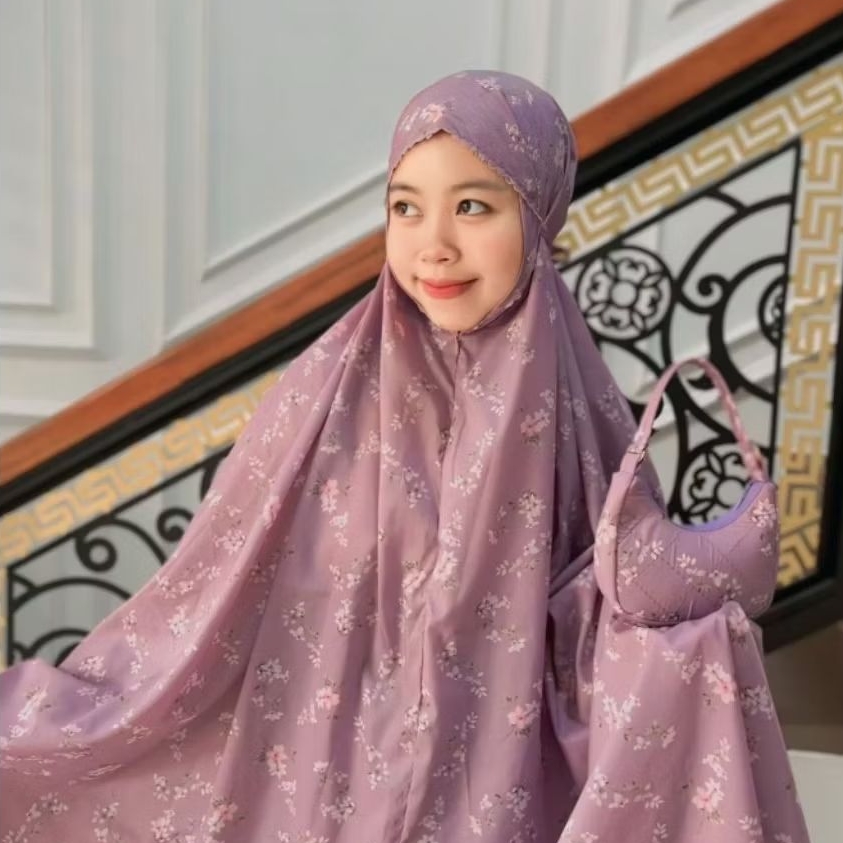 Clarisa Zoya-Mukena Traveling Parasut Korea Premium Laser Cutting Mini Vouch