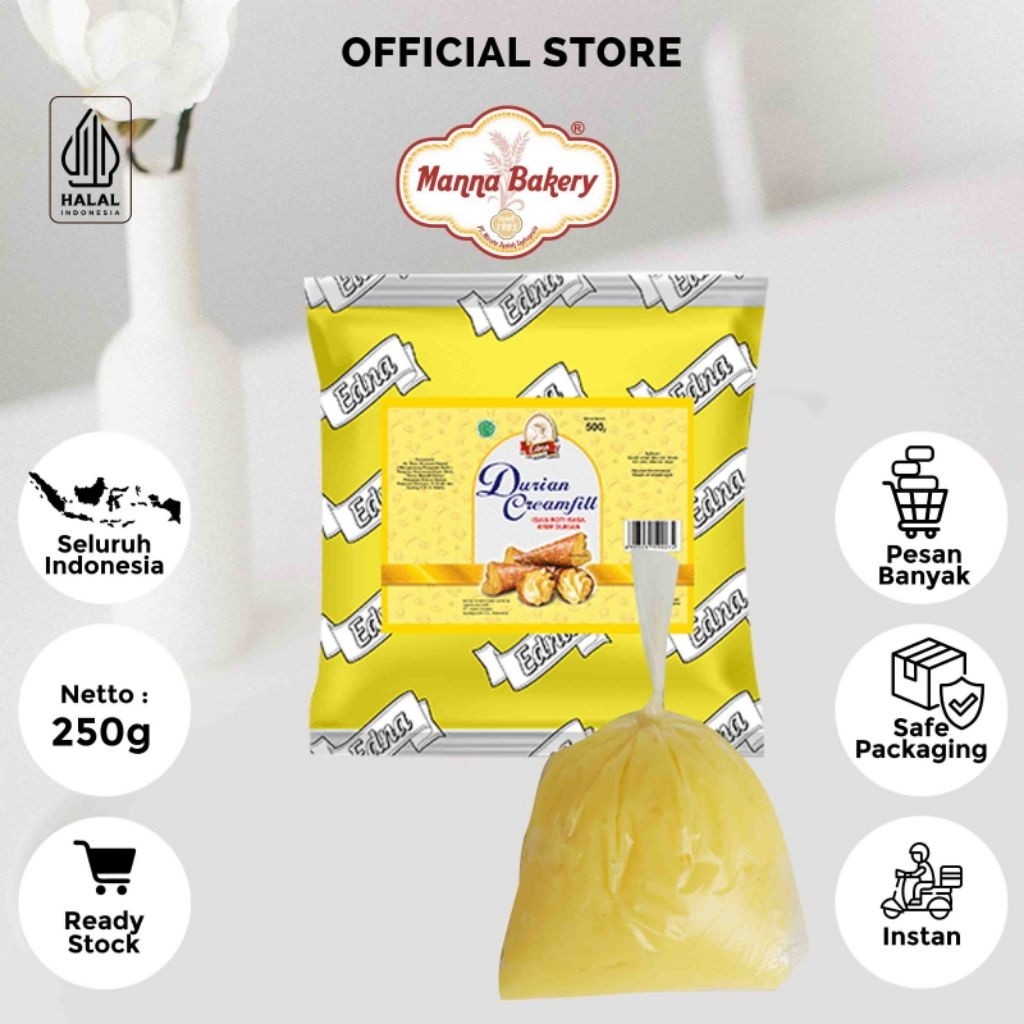 

CREAM FILLING DURIAN EDNA MURAH REPACK FILLING SELAI ISIAN ROTI KEMASAN ECER MURAH