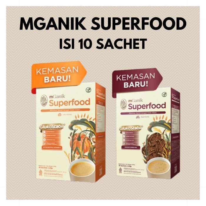 

MGANIK MULTIGRAIN SUPERFOOD 10 SACHET KEMASAN 250GR ROYAL KURMA LABU KUNING SUPLEMEN DIABETES