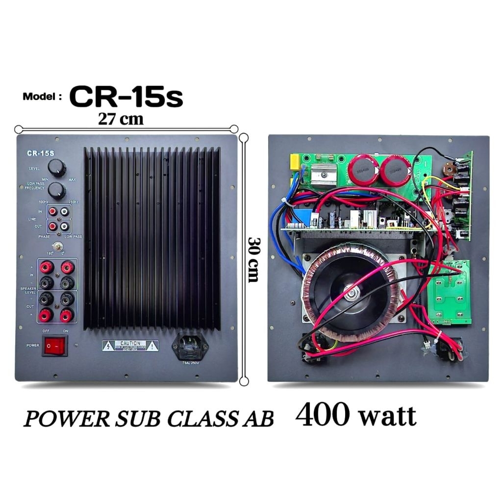 POWER KIT CR-15S MESIN SPEAKER SUBWOOFER POWER SUB CLASS AB 400 WATT CR 15S