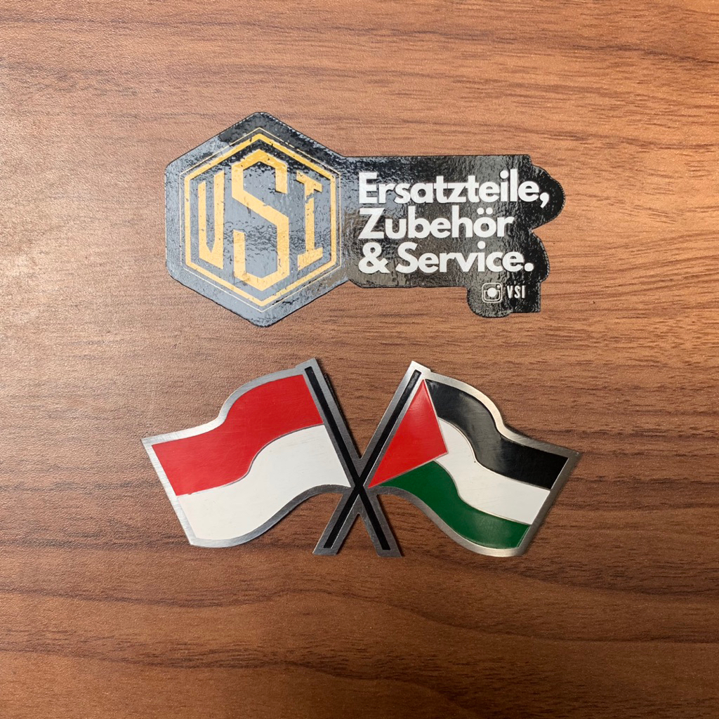 Emblem / Logo Bendera Palestina & Indonesia – Aksesoris Motor / Mobil / Vespa / Custom