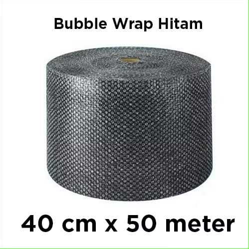 

Bubble Wrap Mulia Pack Premium warna Hitam 40 cm x 50 meter - Plastik Pembungkus Barang Pecah Belah Fragile Black
