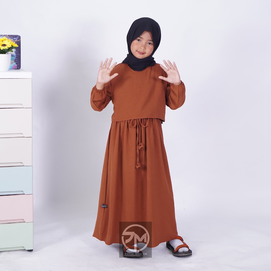 Salim Moslem - Anona Gamis Anak Crinkle Rompi Terpisah 1 - 12 tahun