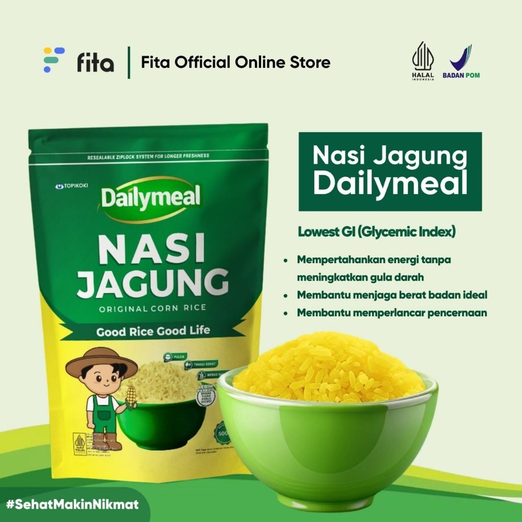 

Dailymeal - Corn Rice / Nasi Jagung 500 gr - Alternatf Sehat untuk Menu Harian Anda