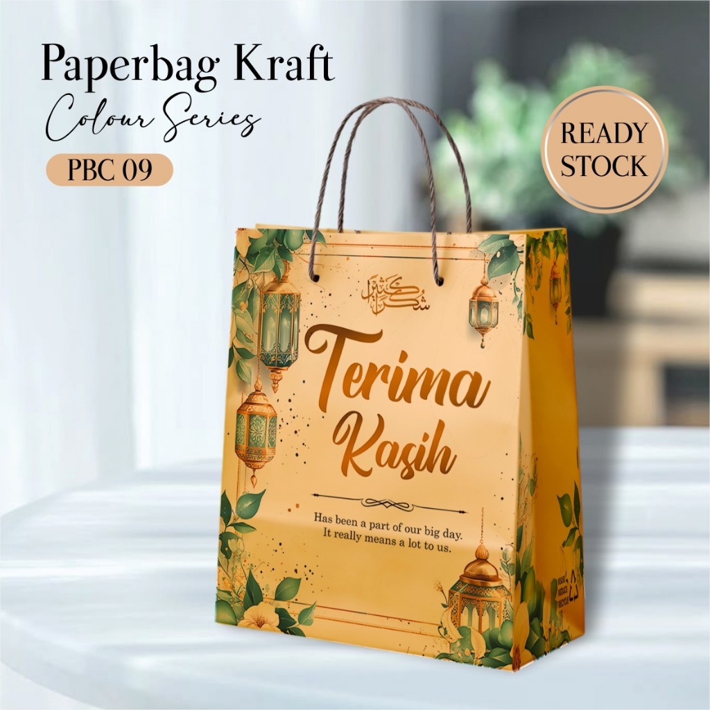 

[12PCS] PAPER BAG/PAPER BAG PBC 09 READY STOCK - TAS PERNIKAHAN & HAJATAN AESTHETIC 20 X 25 X 10 CM