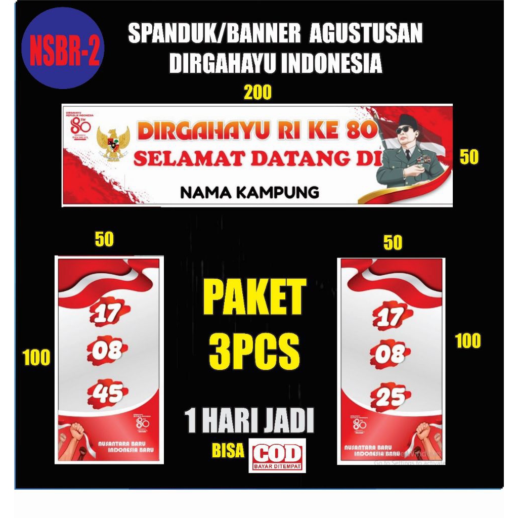 SPANDUK / BENNER GAPURA DIRGAHAYU INDONESIA / DIRGAHAYU KE-80