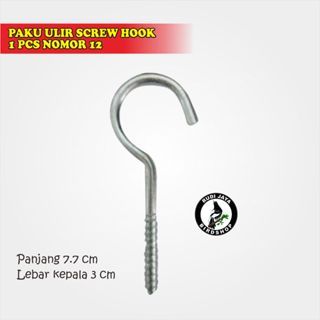 JUAL PAKU ULIR SCREW HOOK 1 pcs NOMOR 12 PAKU PLAFON KAPSTOK HAK BUKA GANTUNG SANGKAR BURUNG / POT