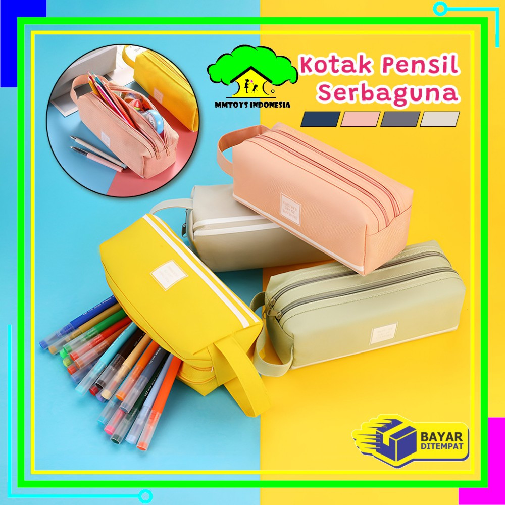

EC MI-A80 Tempat Alat Tulis Perlengkapan Sekolah 2 Sisi Dompet Pensil Stationery / Kotak Pensil Tempat Bolpen Pen Make Up Pouch Kosmetik Travel