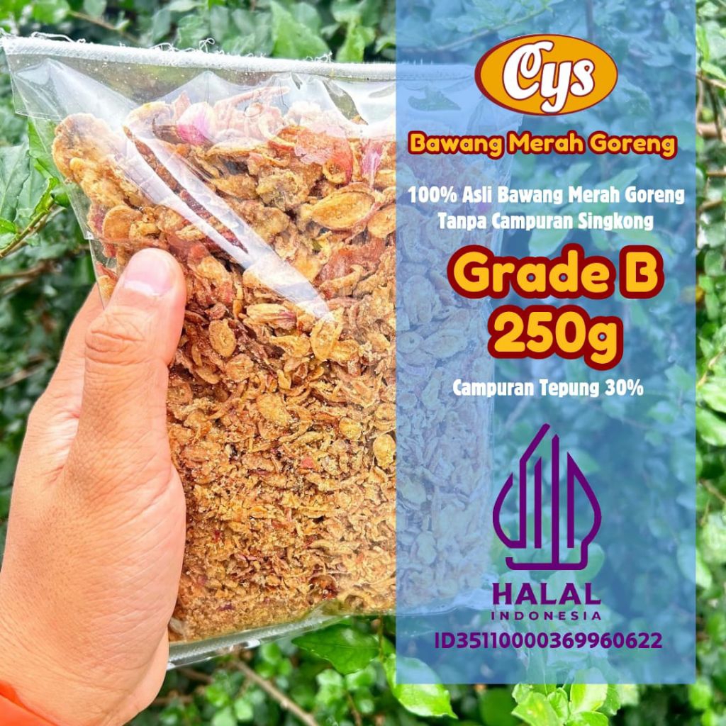 

Bawang Merah Goreng 250g Grade B - Campuran Tepung 30% Harga Hemat