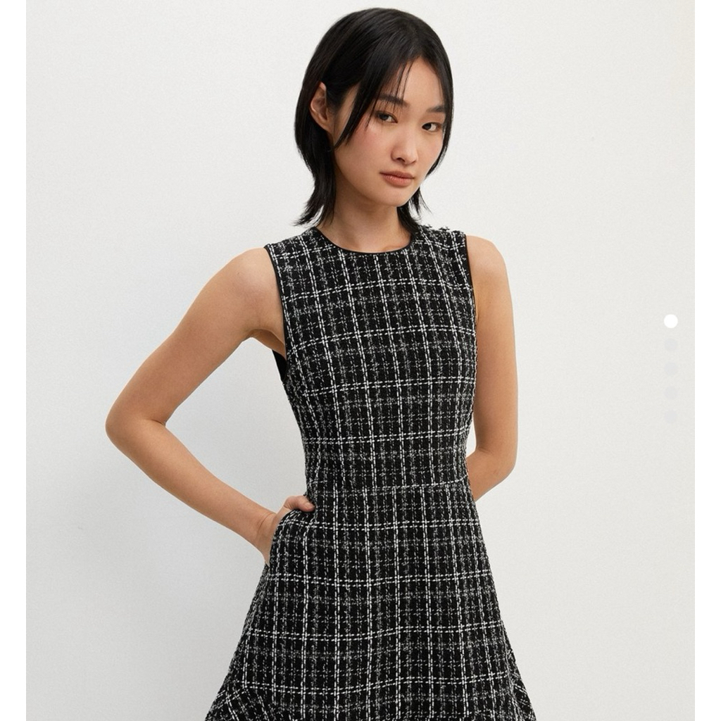 POMELO TWEED MINI DRESS-BLACK