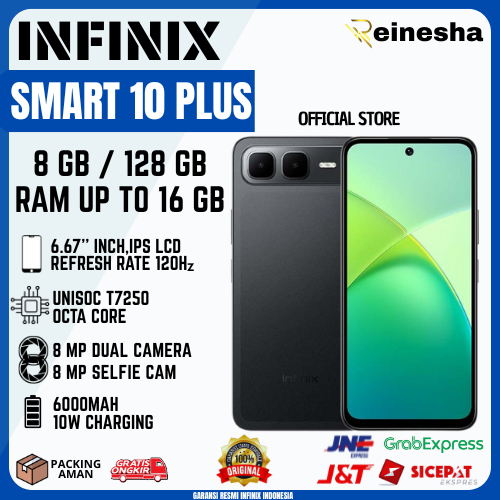 INFINIX SMART 10 PLUS 8/128 GB SMARTPHONE GARANSI RESMI INFINIX RAM 8 + 8 GB RESMI
