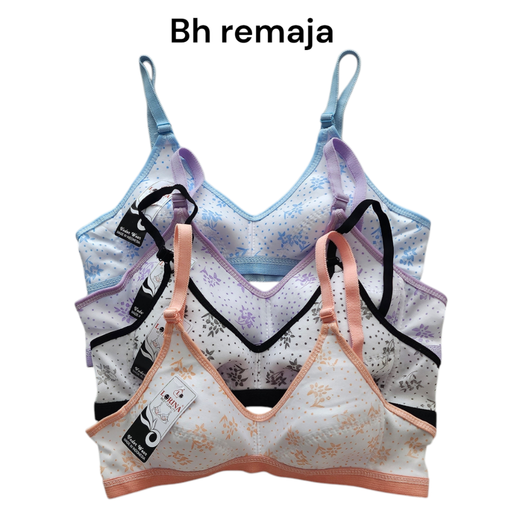 Bra Remaja Bh Tanpa Busa Cup Kecil Motif Bunga Cantik Ukuran 32-36