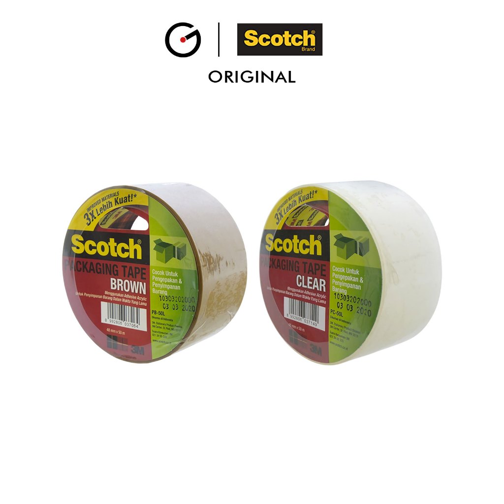 3M Scotch Isolasi Lakban Bening 48 Mm X 50 M Opp Packaging Tape Adhesive Acrylic 3M-Pc-50L