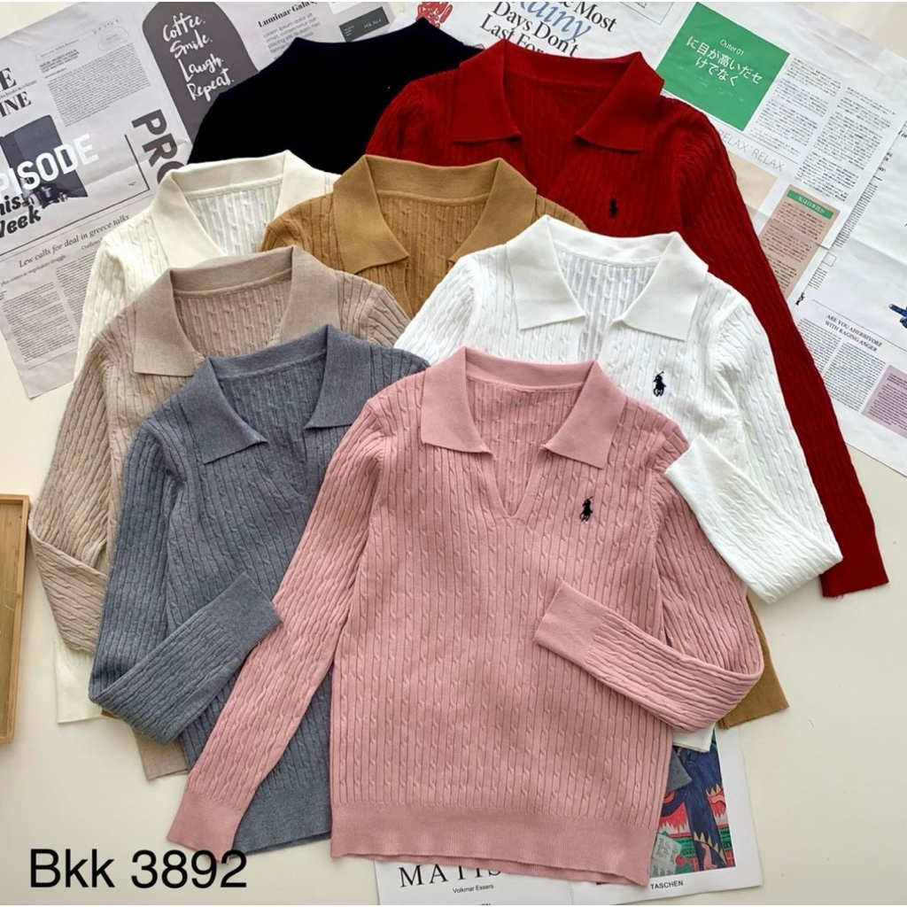 KEMEJA RAJUT P / ATASAN WANITA KNIT RAJUT IMPORT HALUS BKK